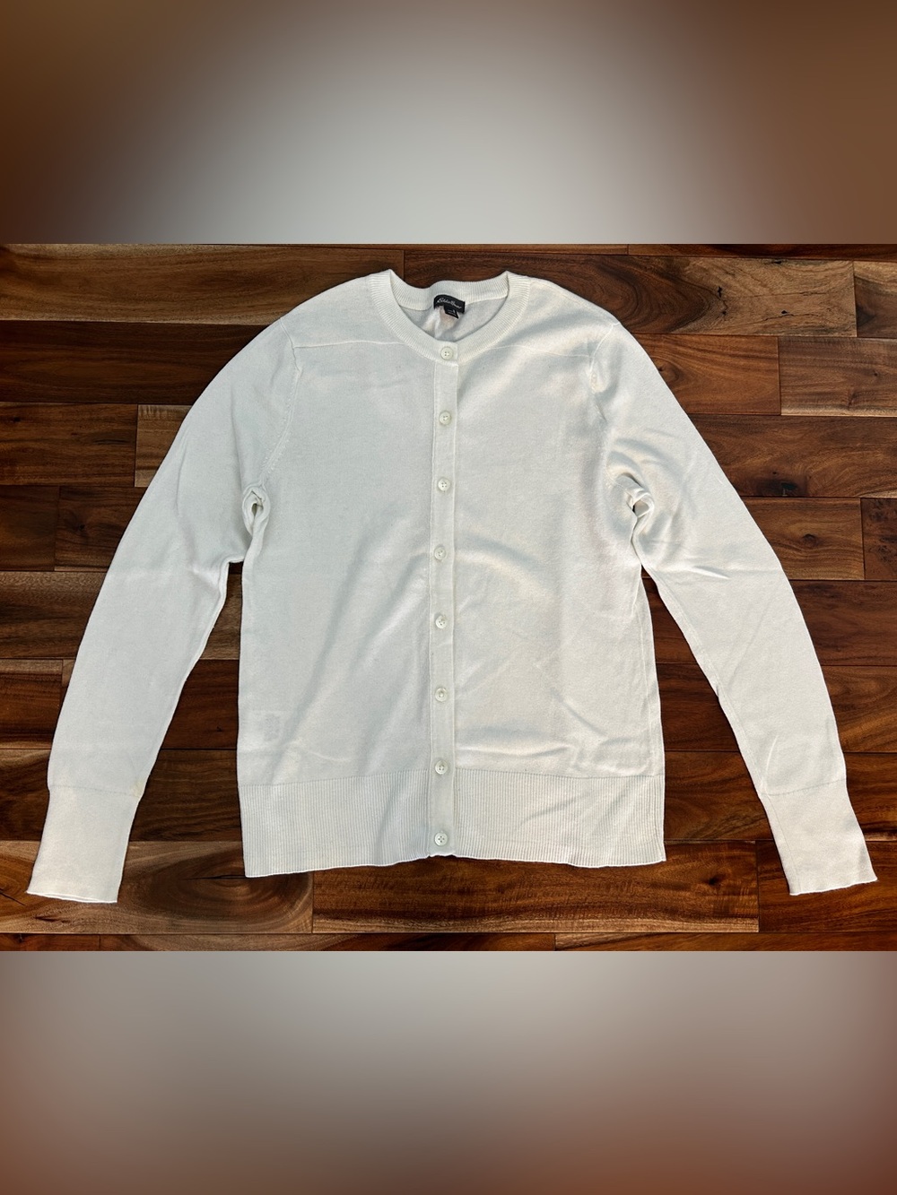 Eddie Bauer White Button Down Sweater Cardigan
